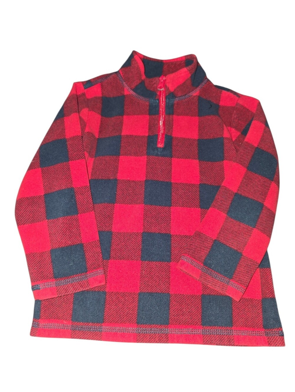 7/6/6. OshKosh B'gosh Boys Red & Black Buffalo Plaid Quarter Zip Pullover